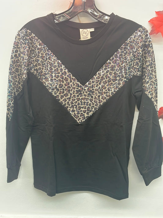 Sequin Leopard Top-Girls