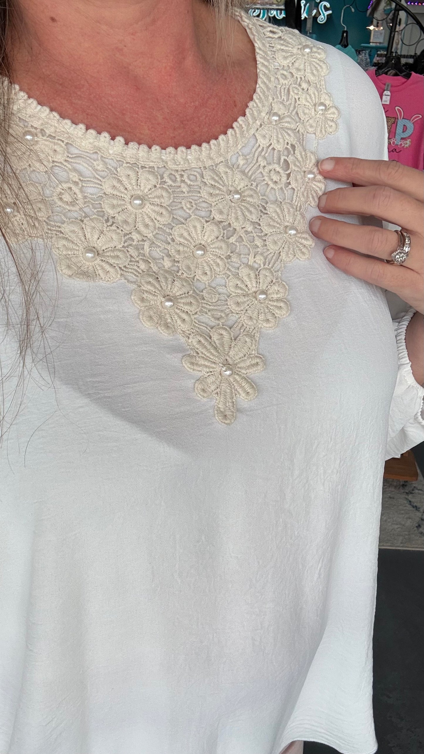 Crochet Floral Blouse-Plus