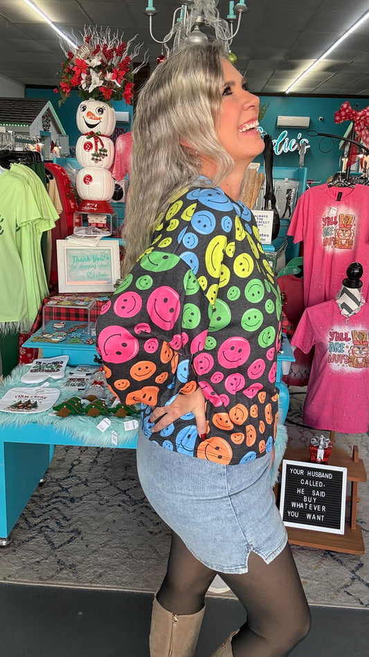 Smiley Puff Sleeve Top