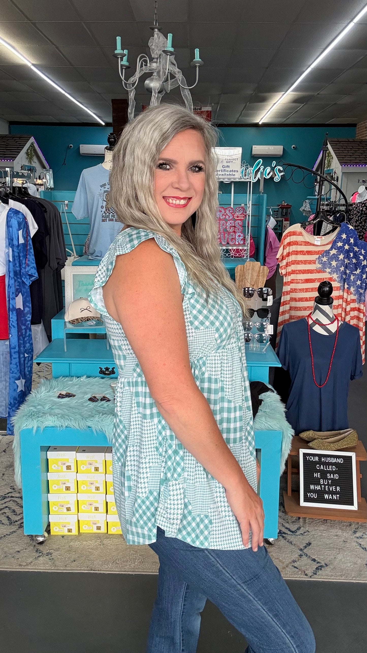 Houndstooth Babydoll Tunic