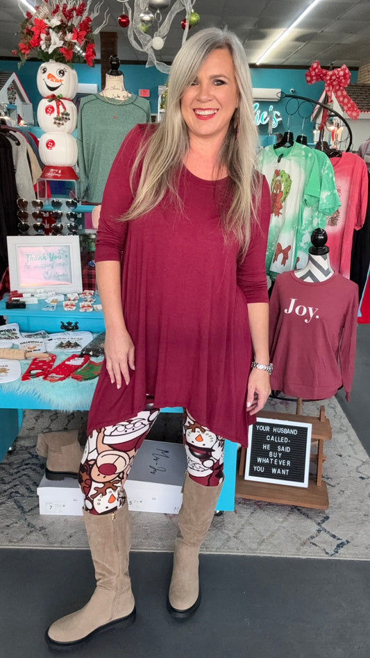 Maroon Holiday Tunic