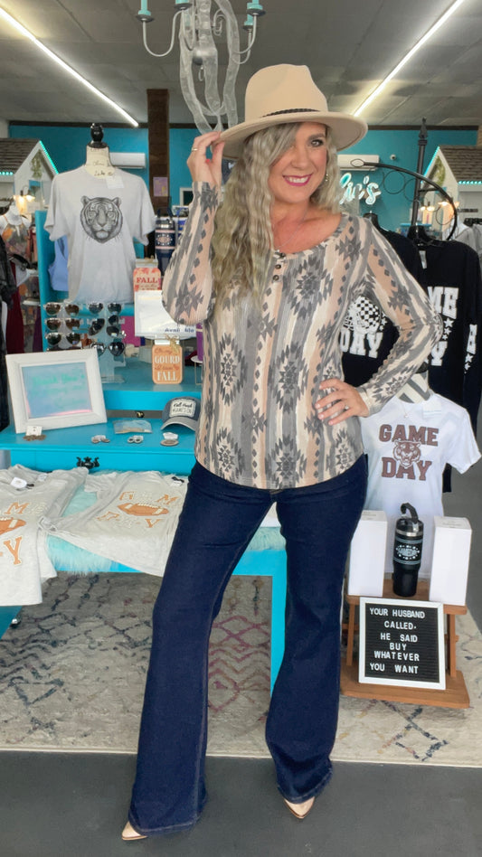 Tribal Ribbed Top