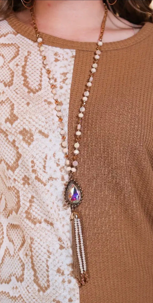 Gold Bead and Chain Necklace