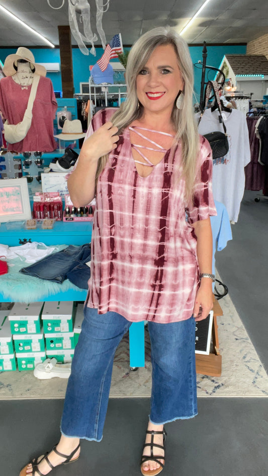 Strappy Tie Dye Top-Plus