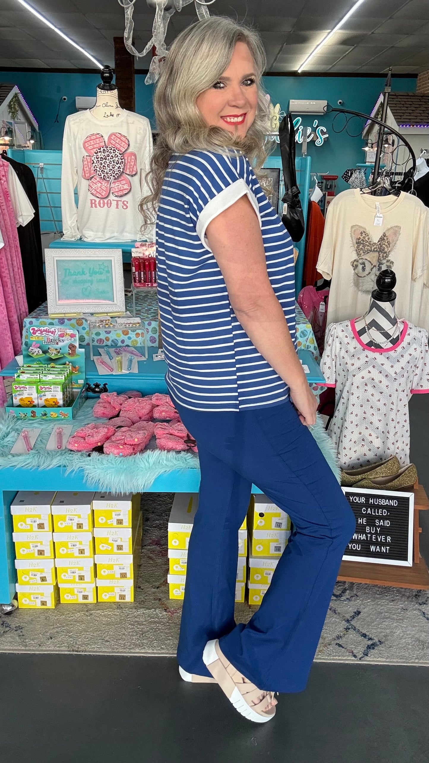 Cap Sleeve Stripe Top