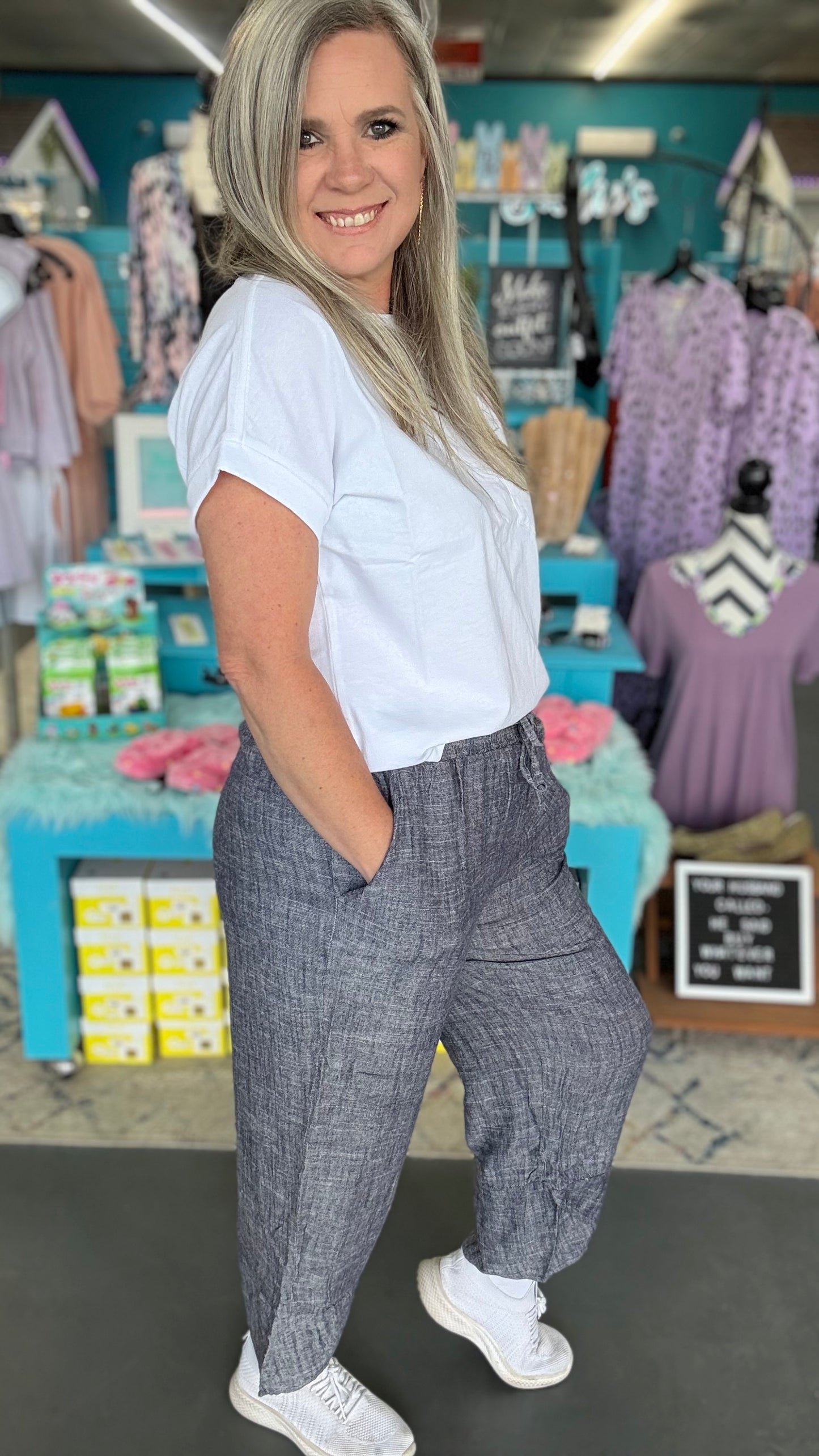 Linen Tulip Hem Pants