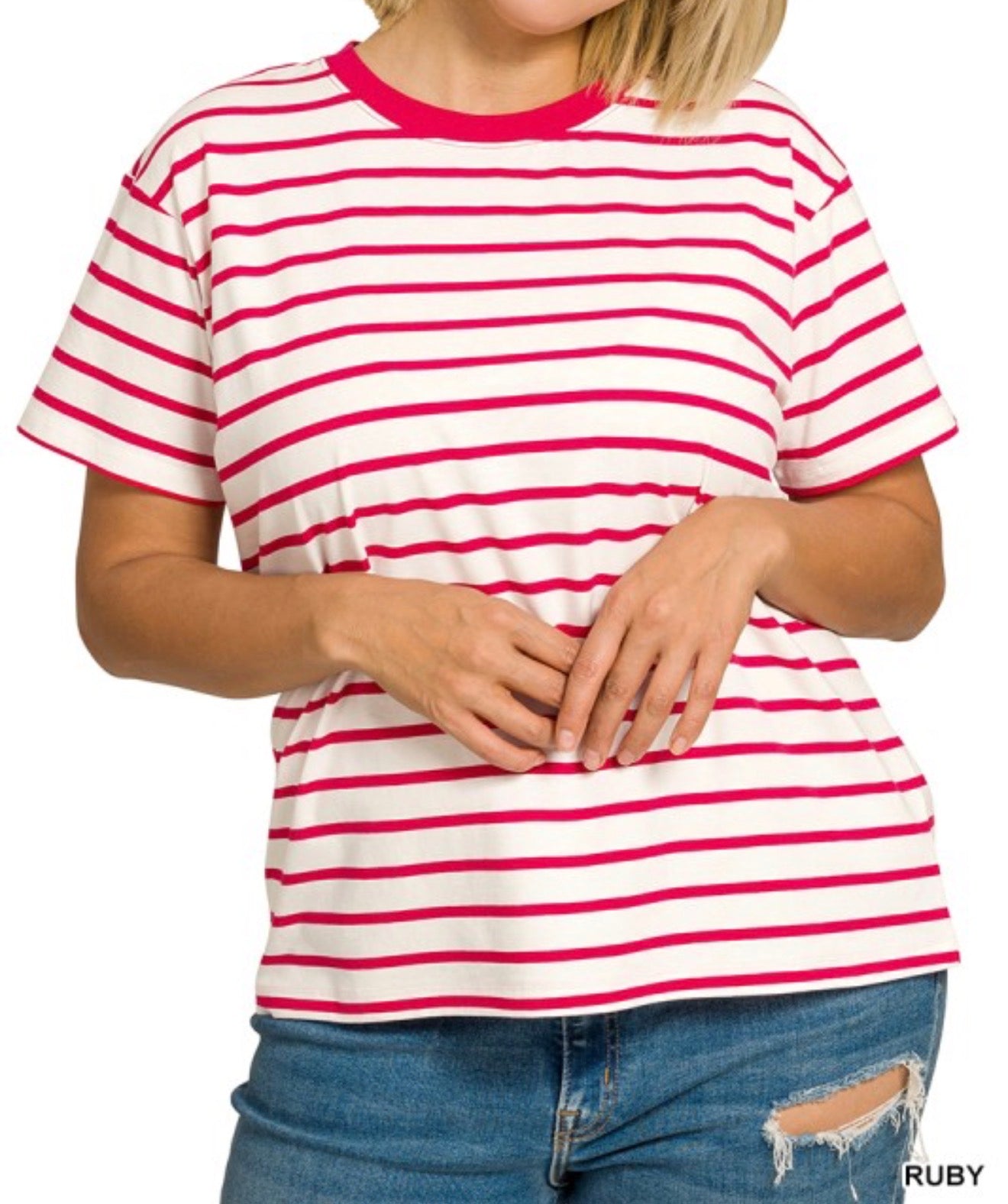 Ruby Stripe Ringer Tee