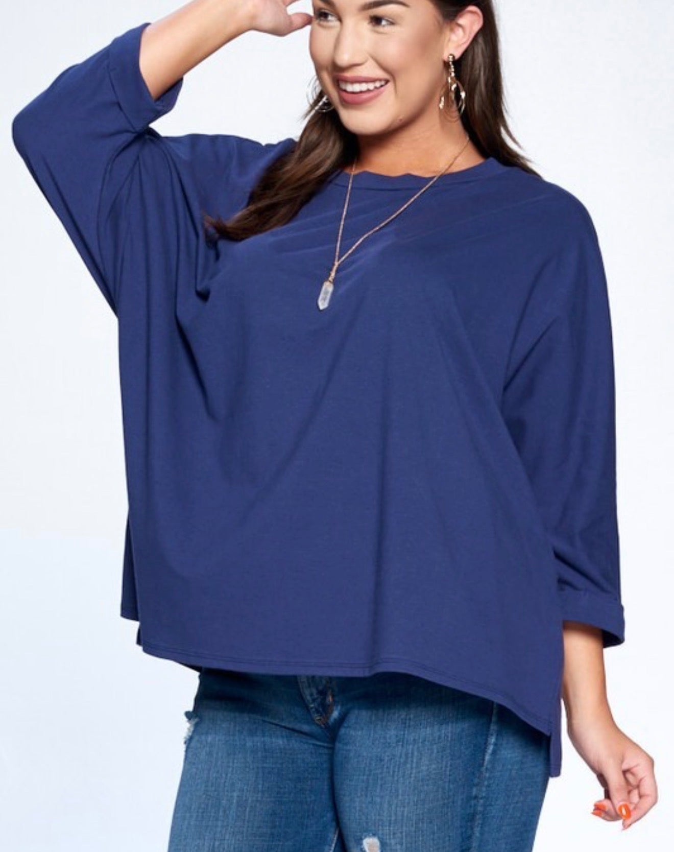 Navy Cotton Dolman-Plus