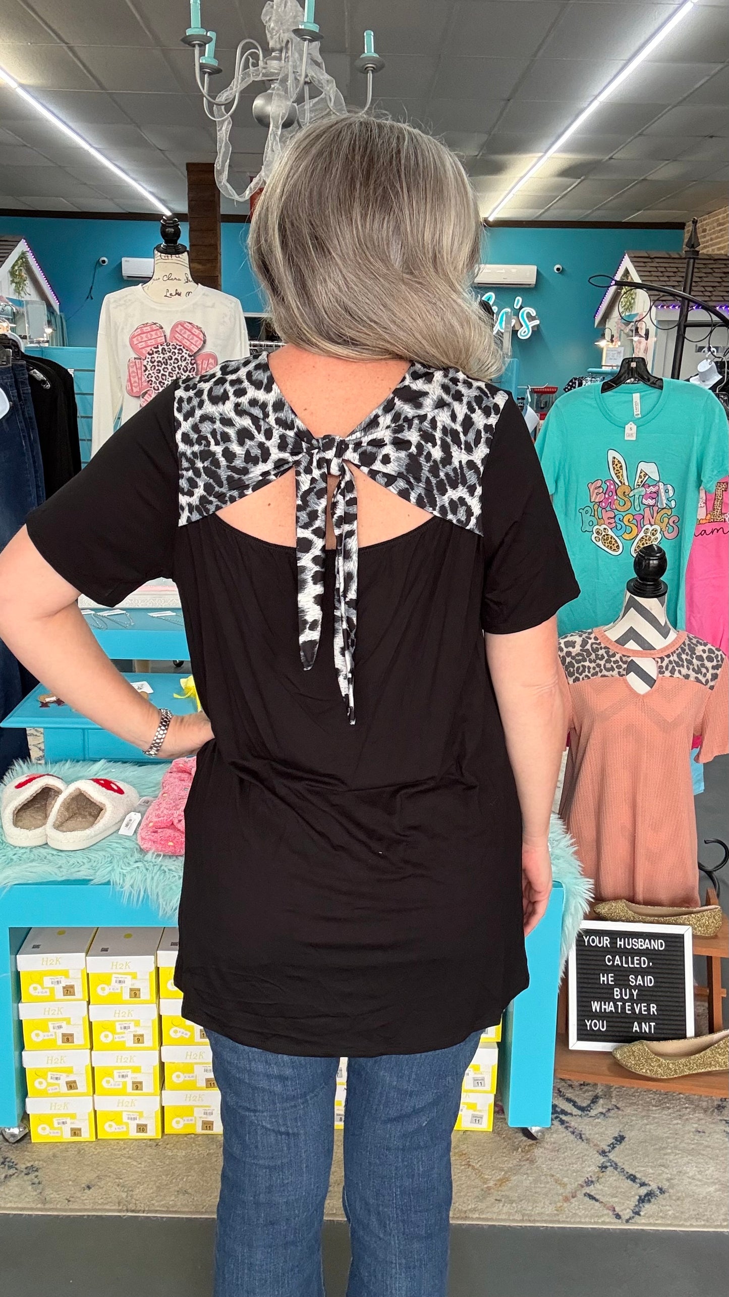 Leopard Bow Top-Plus