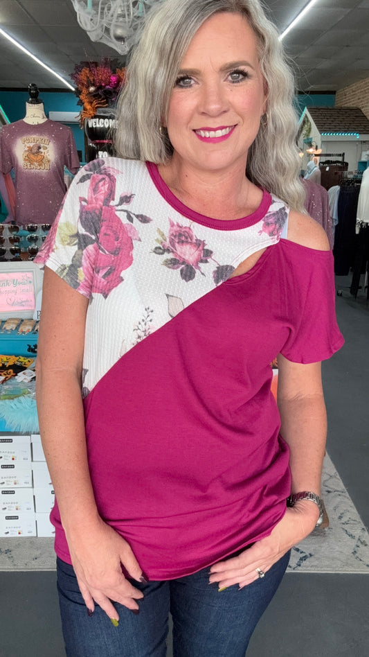 Floral Cutout Top