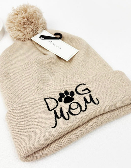 Embroidered Dog Mom Beanie