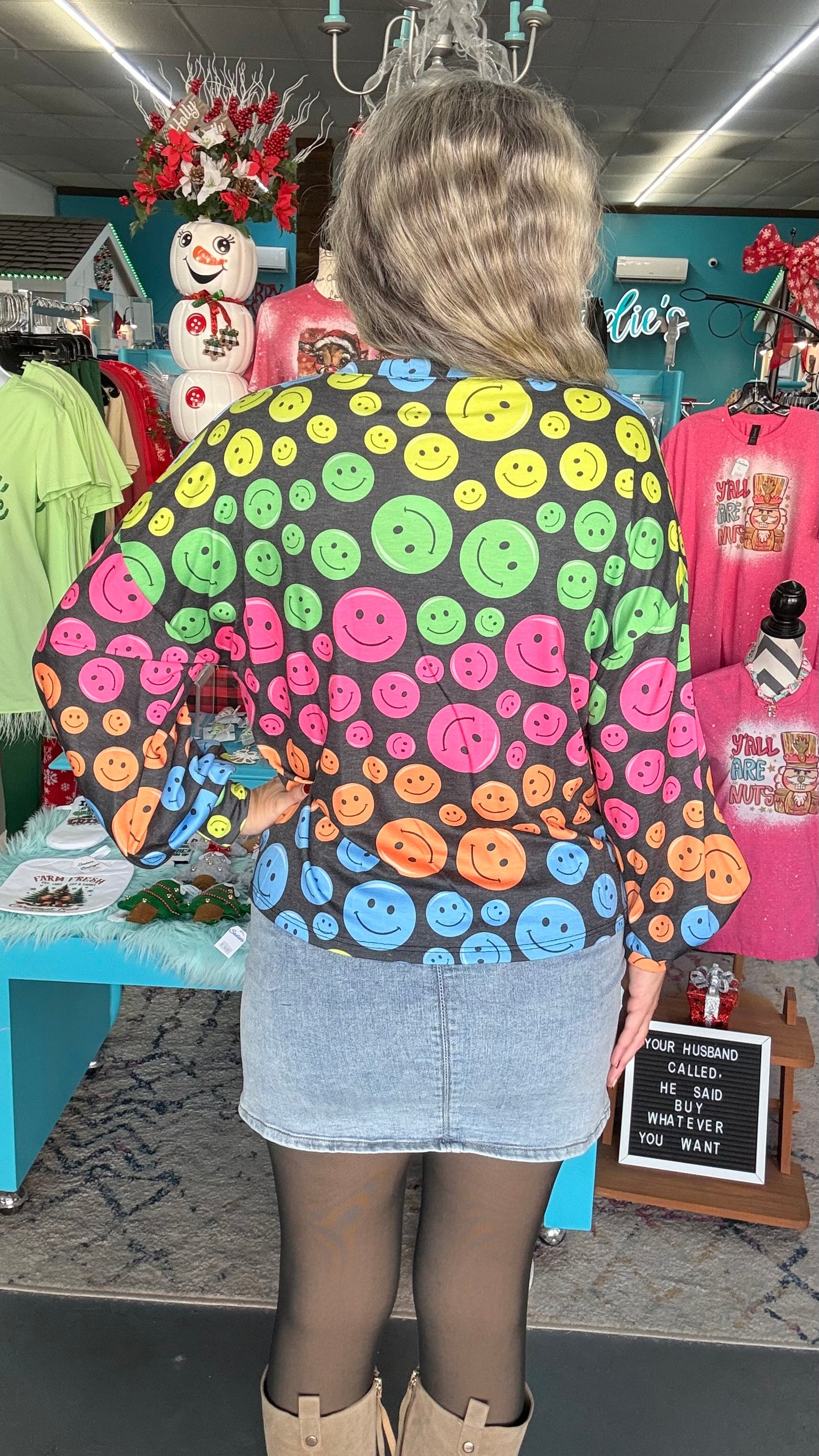 Smiley Puff Sleeve Top