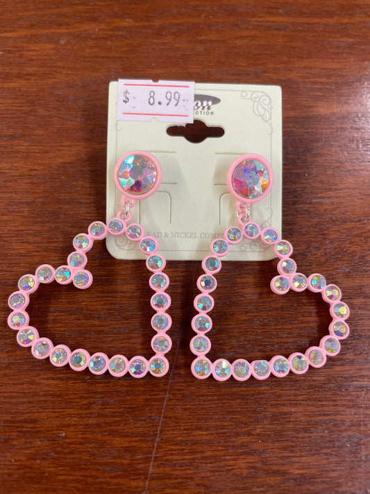 Pink Iridescent Heart Earrings