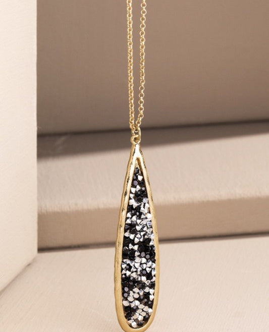 Long Black Crystal Necklace