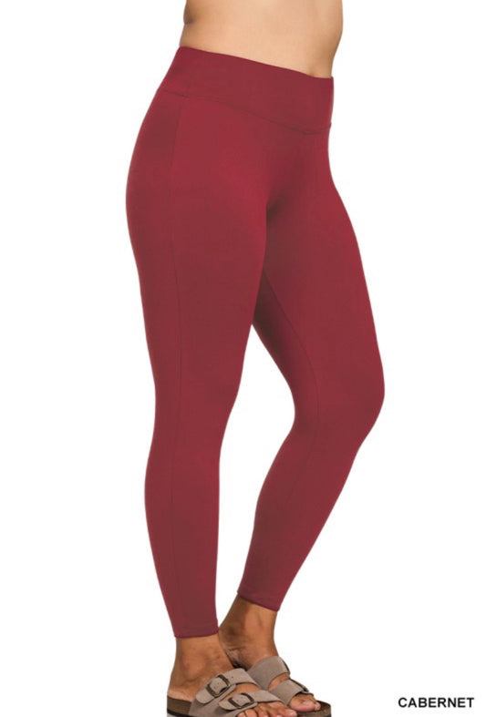 Cabernet Microfiber Leggings-Plus