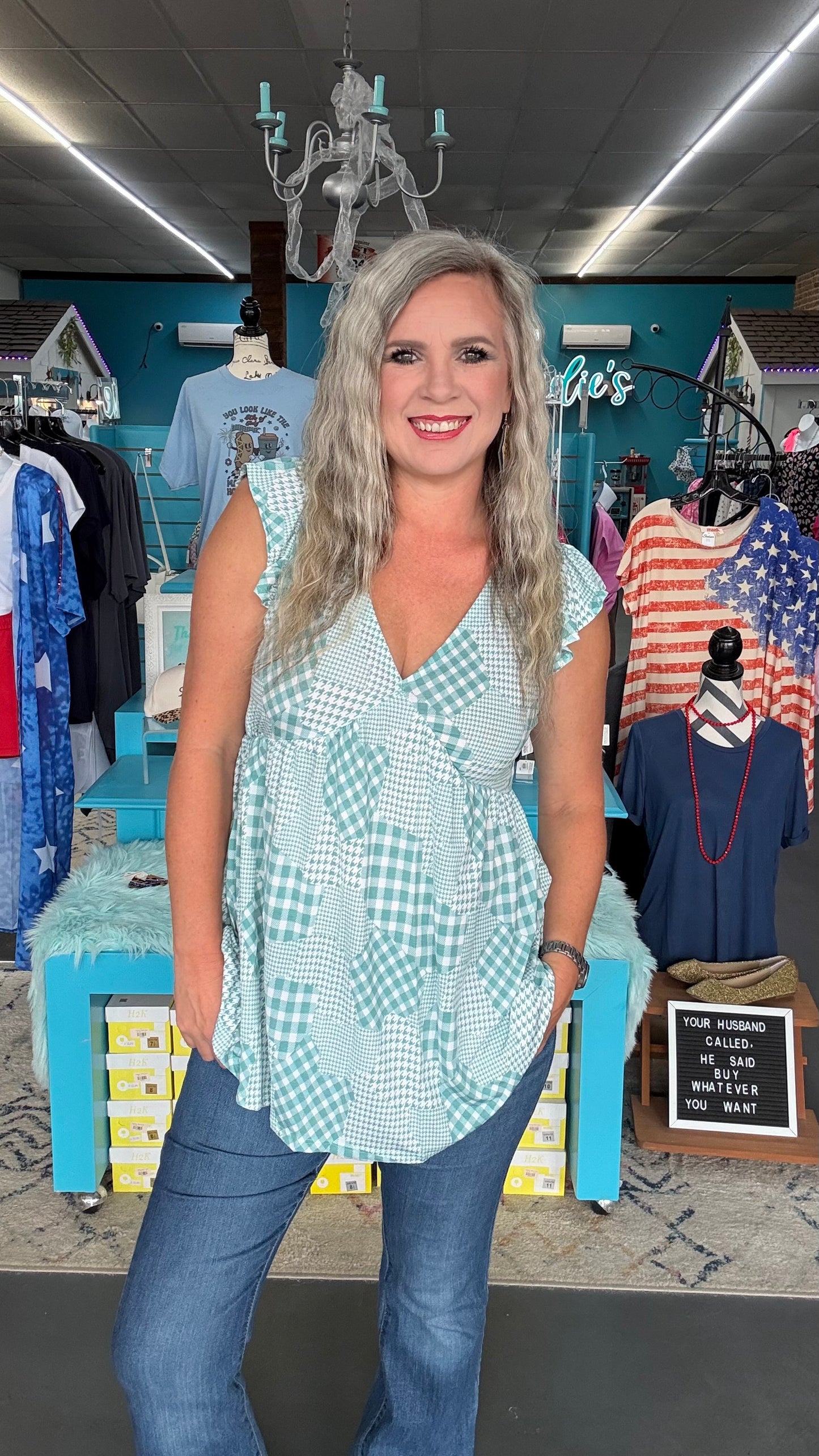 Houndstooth Babydoll Tunic