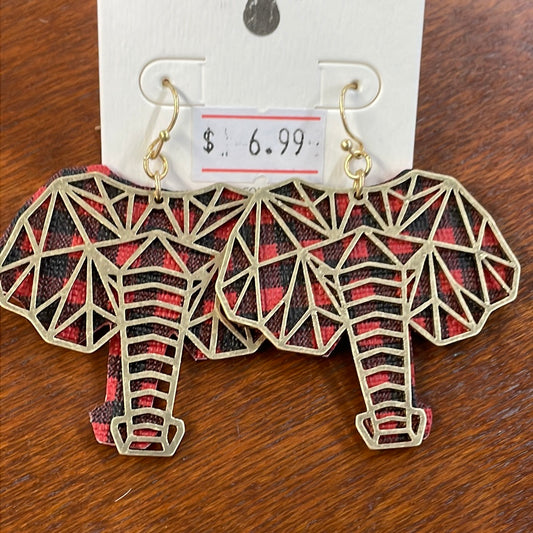 Plaid Elephant Earrings