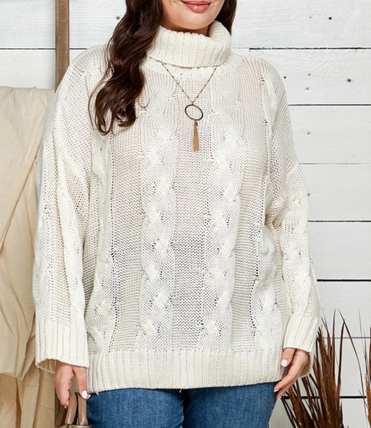 Cable Knit Sweater-Plus