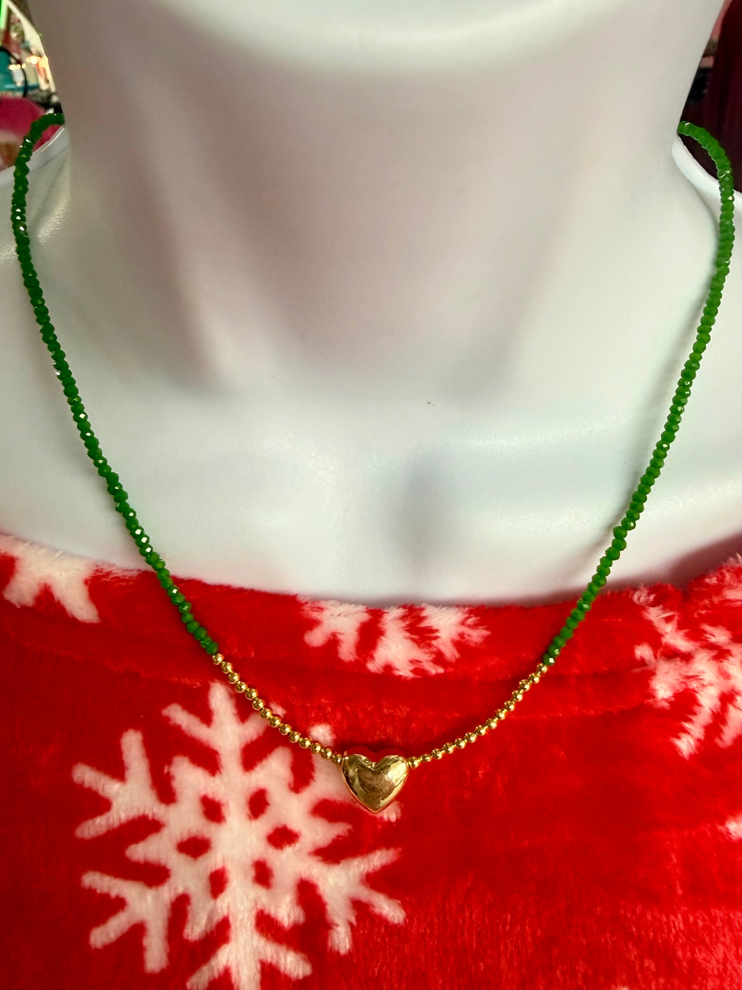 Puff Heart Bead Necklace