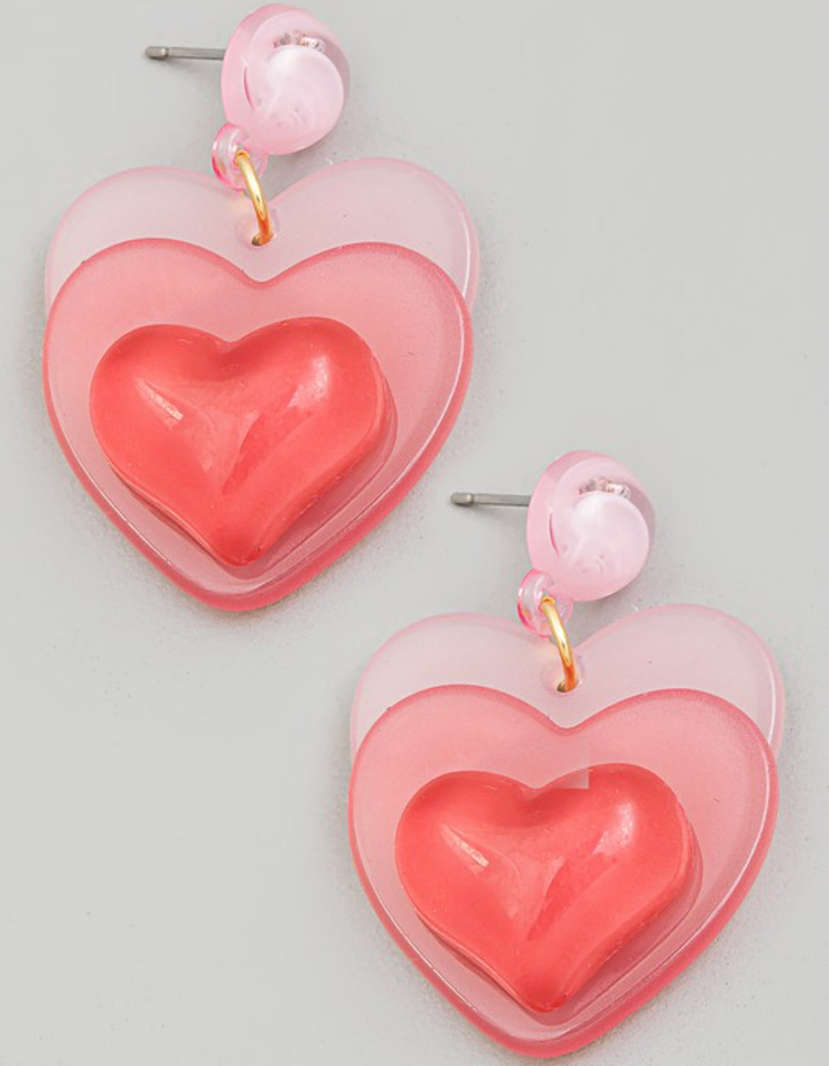 3D Heart Earrings