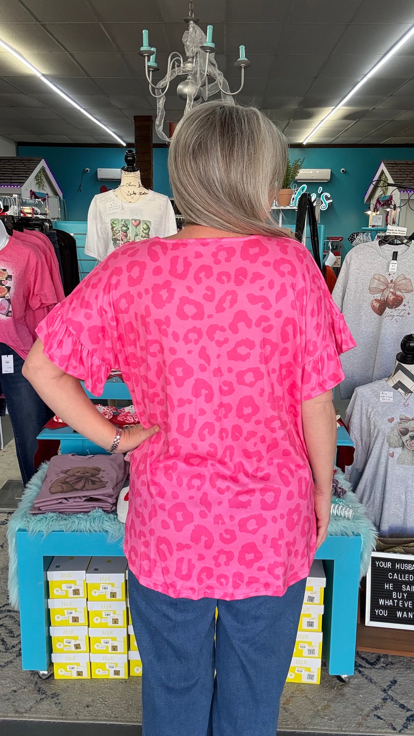 Pink Leopard Top-Plus