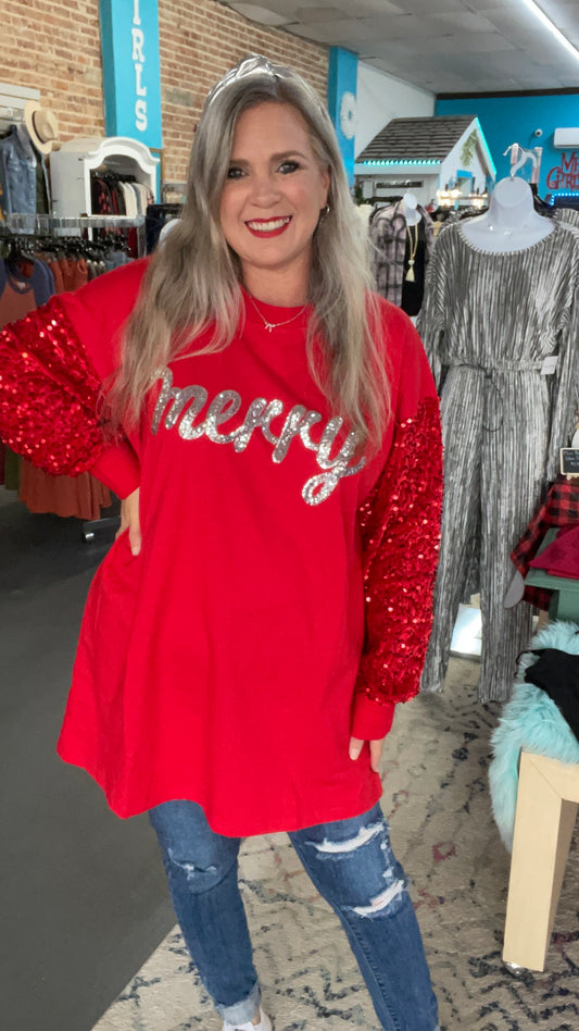 Sequin Merry Sweatshirt