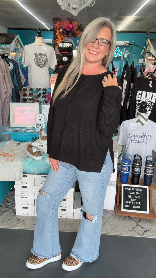 Ribbed Dolman Sweater
