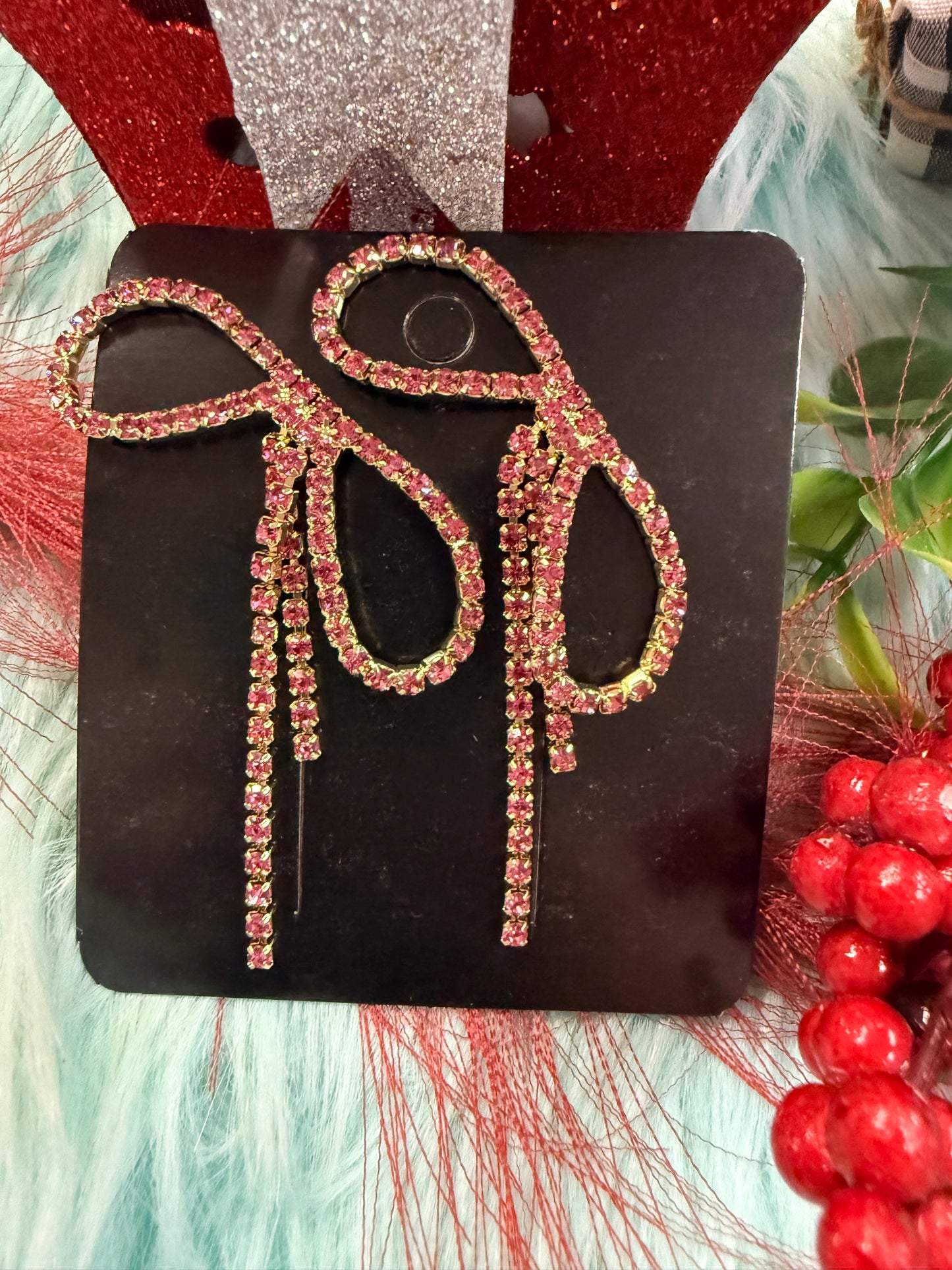 Rhinestone Bow Earrings