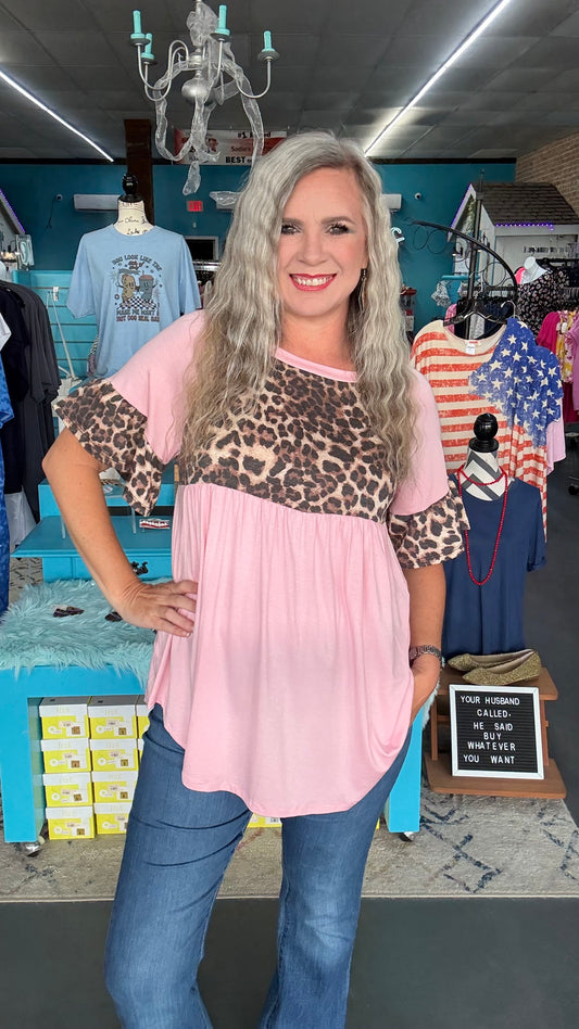 Leopard Babydoll Top
