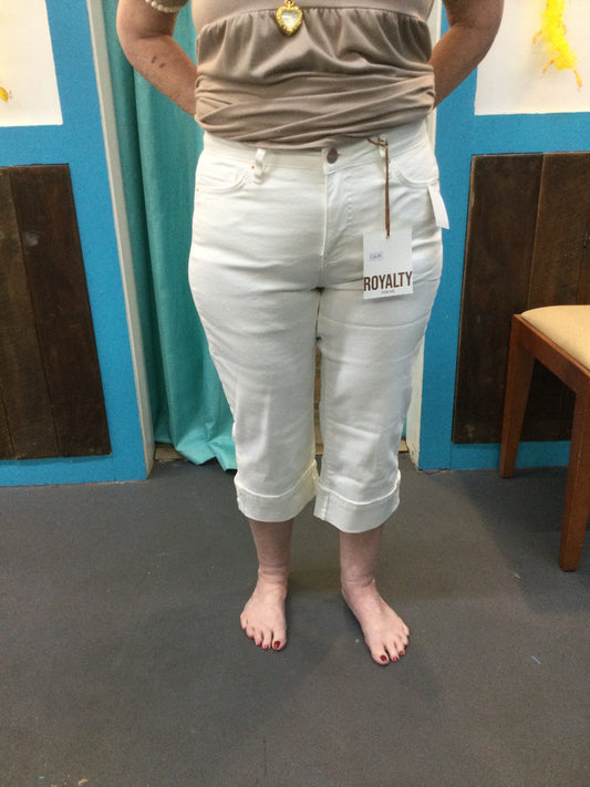 Mid rise stretch cuff capri