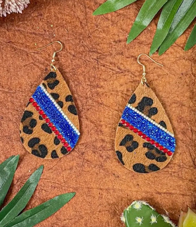 Patriotic Leopard Necklace or Earrings