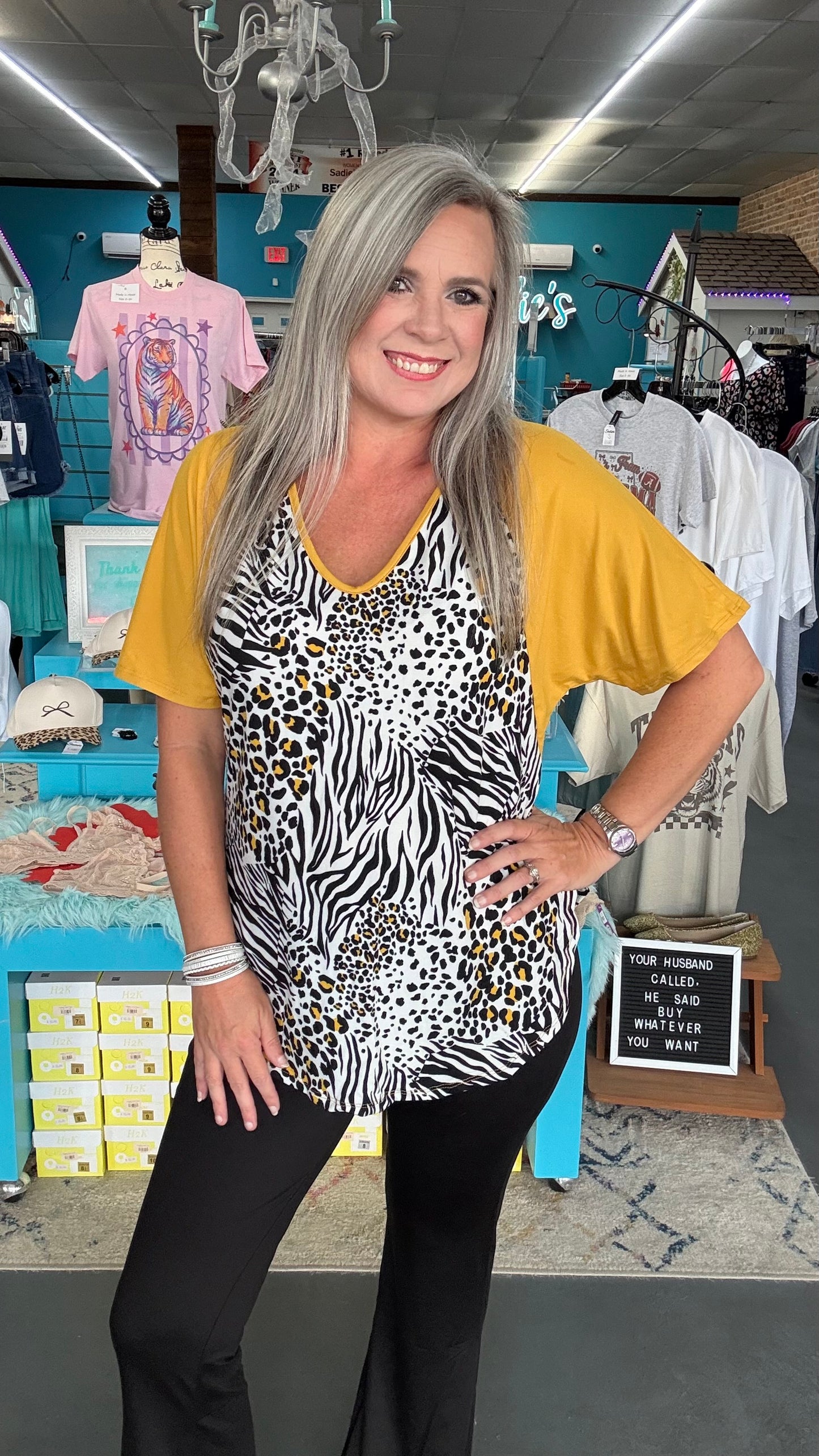 Mix Animal Print Dolman