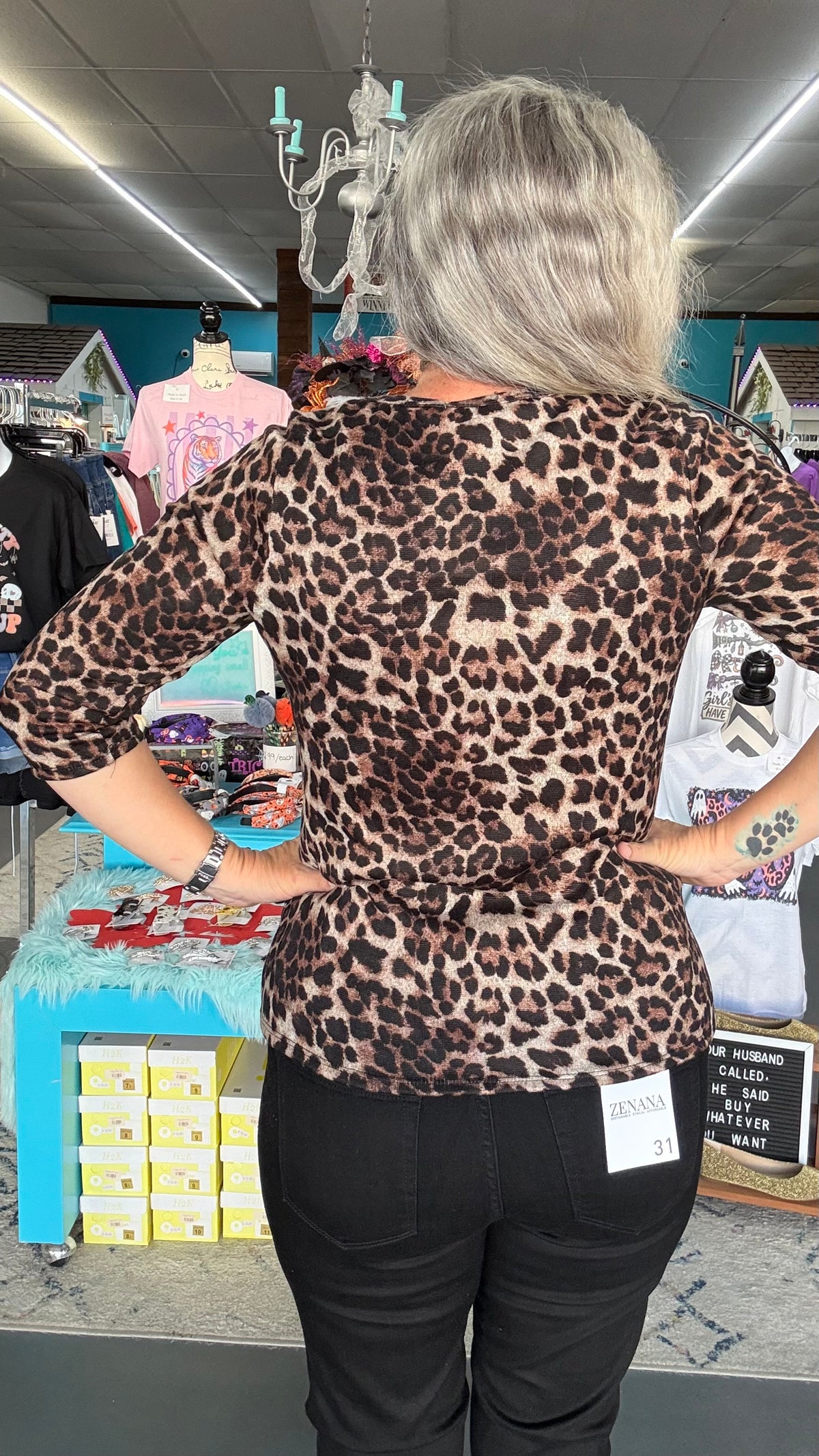 Leopard Cutout Top