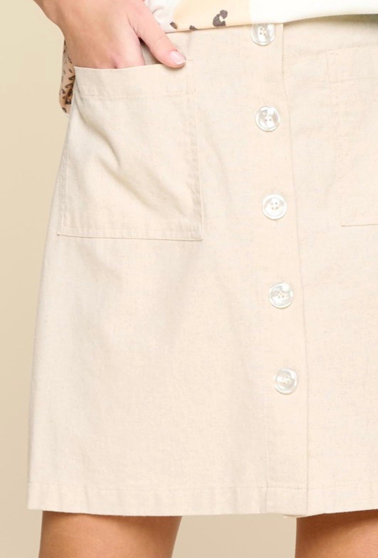 Button Front Mini Skirt