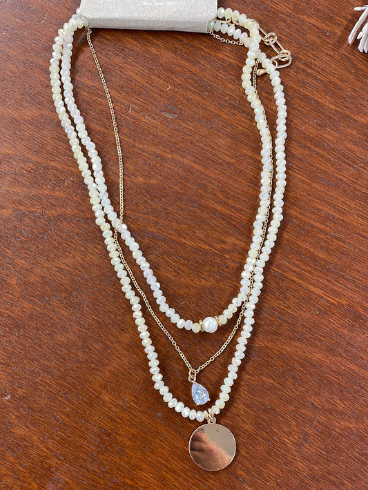 Glass Bead Layered Necklace