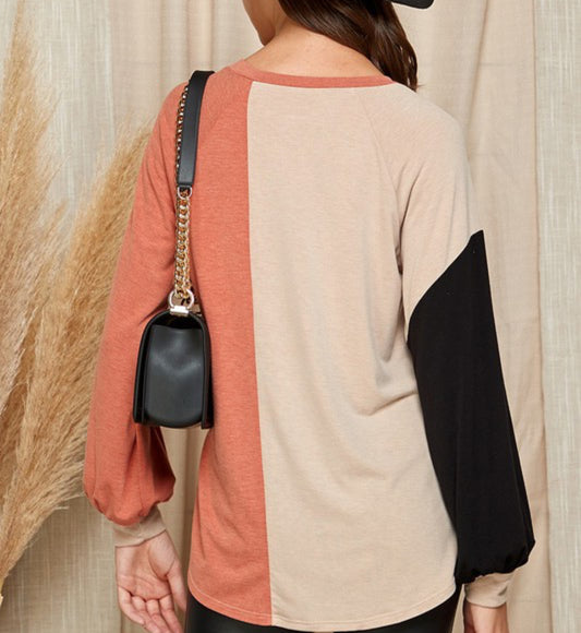 Apricot Colorblock Top