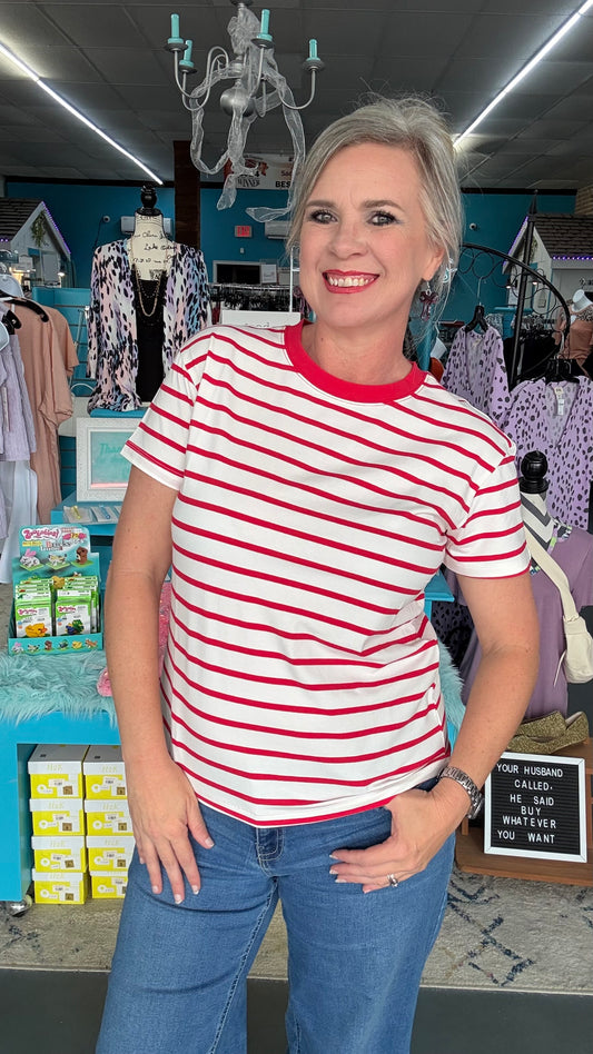 Ruby Stripe Ringer Tee