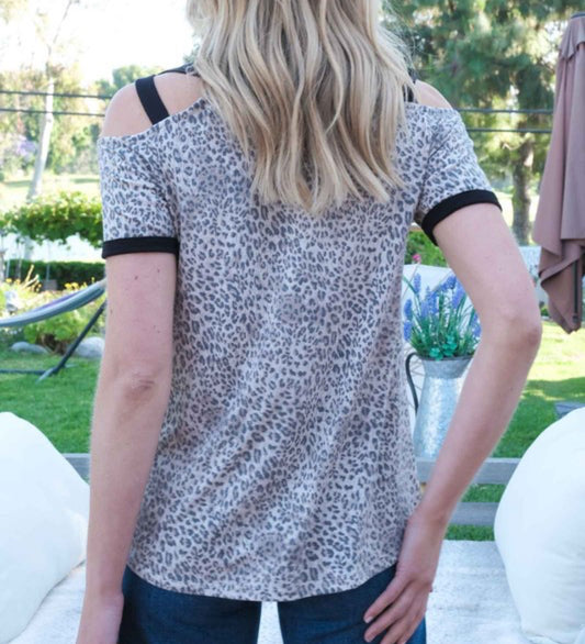 Leopard Cutout Top