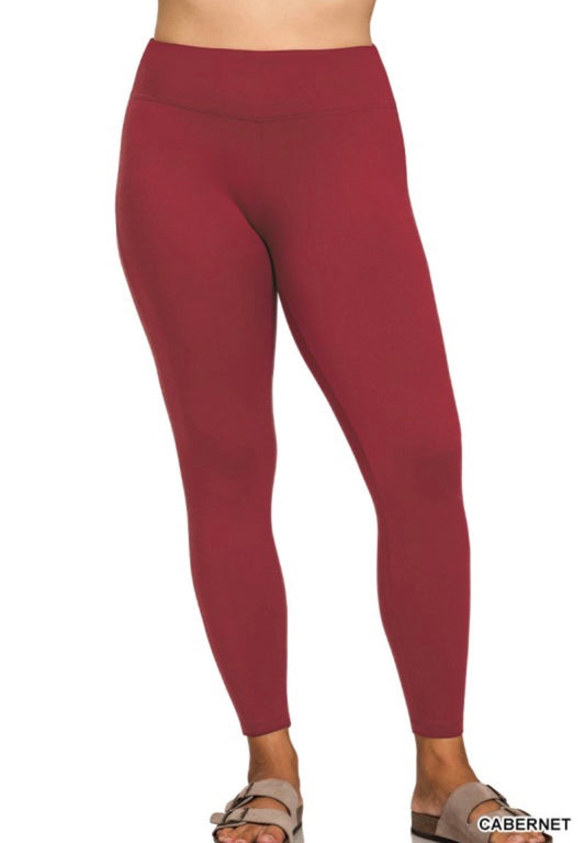 Cabernet Microfiber Leggings-Plus
