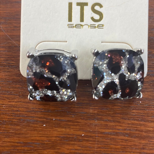 Glitter Leopard Studs