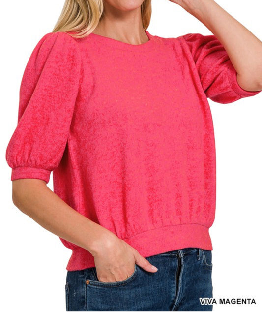 Hacci Puff Sleeve Sweater