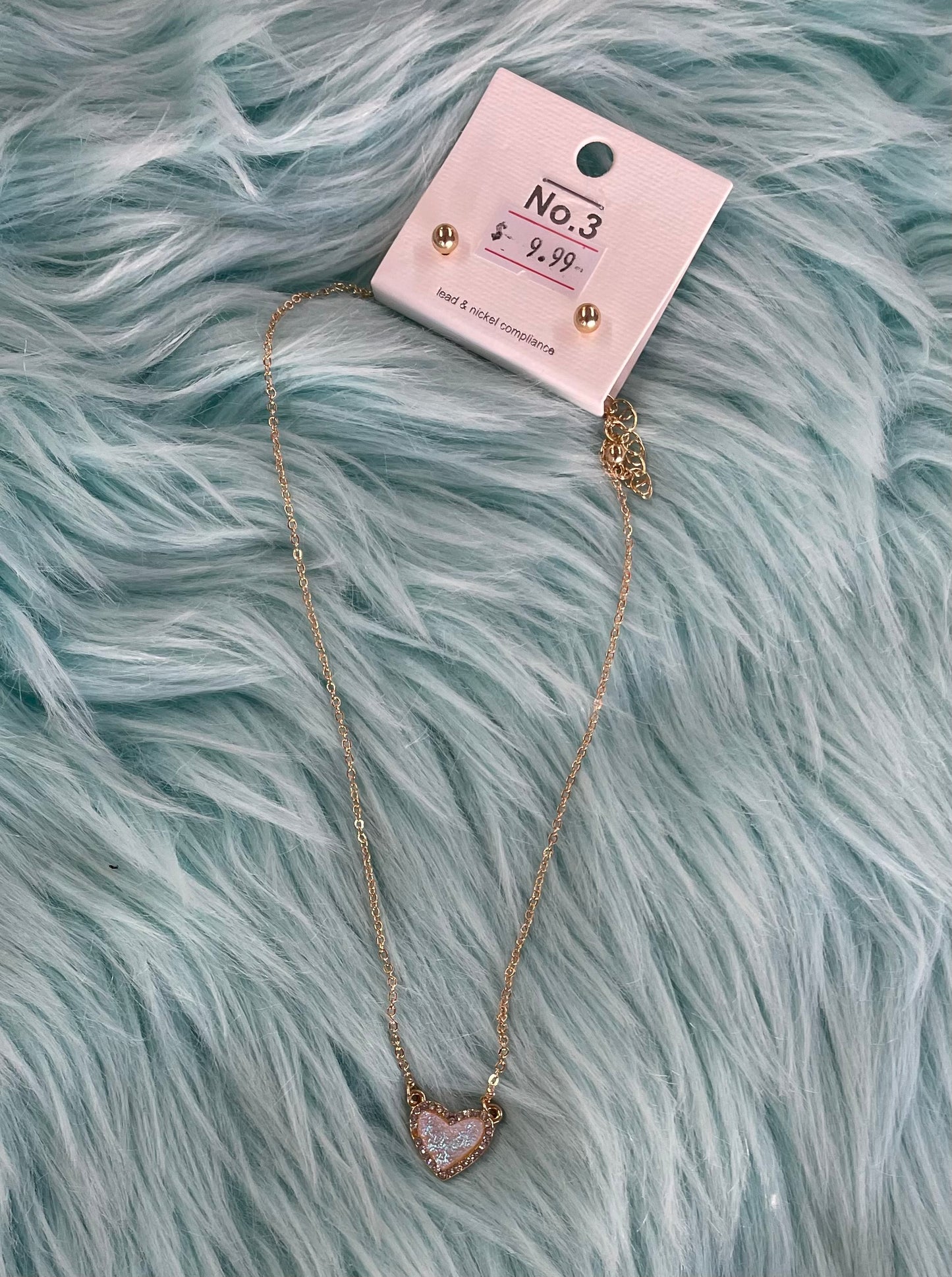 Iridescent Druzy Heart Necklace