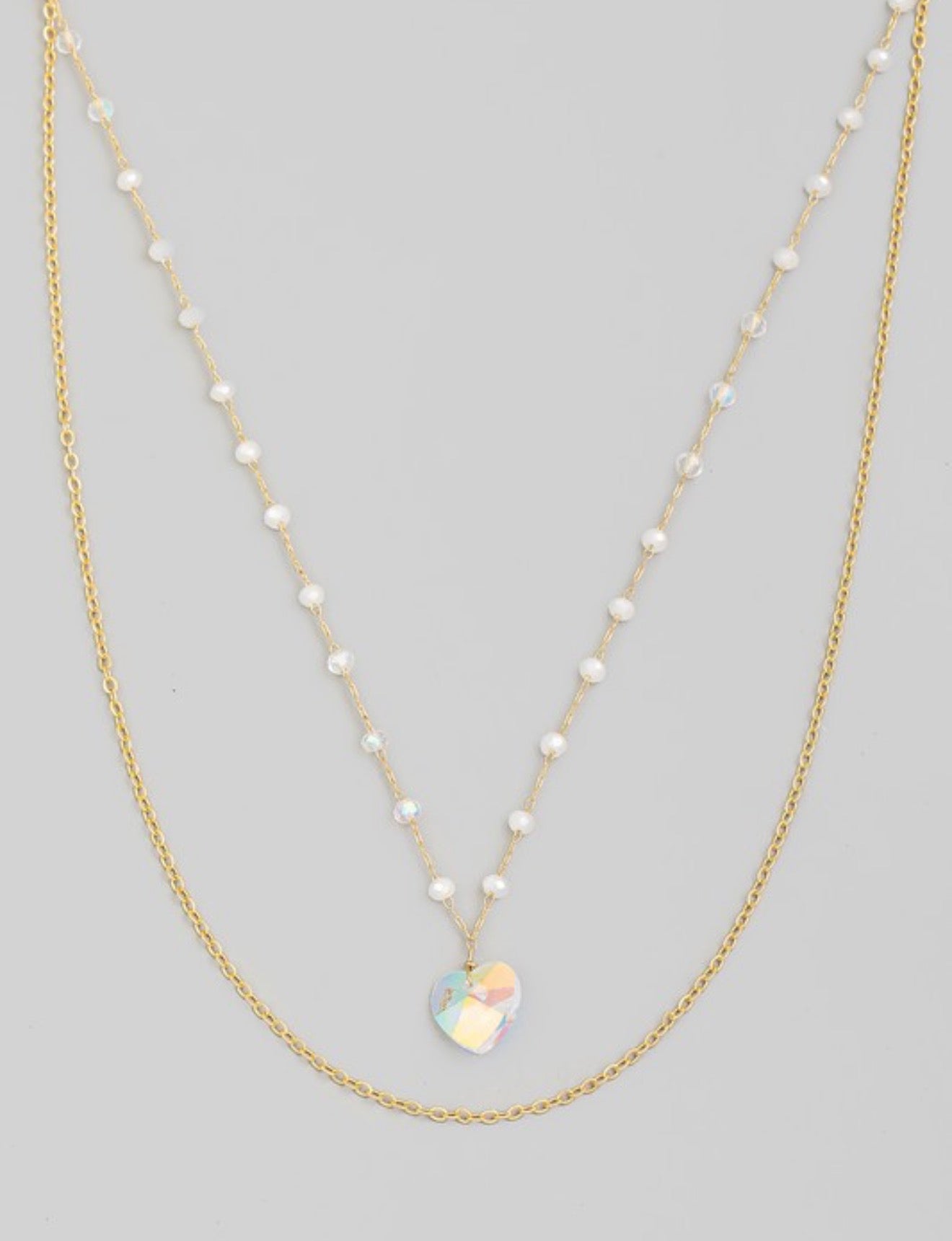 Crystal Heart Layered Necklace