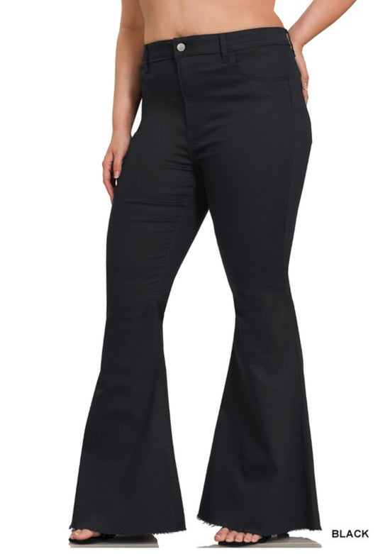 Black Flare Jeans-Plus