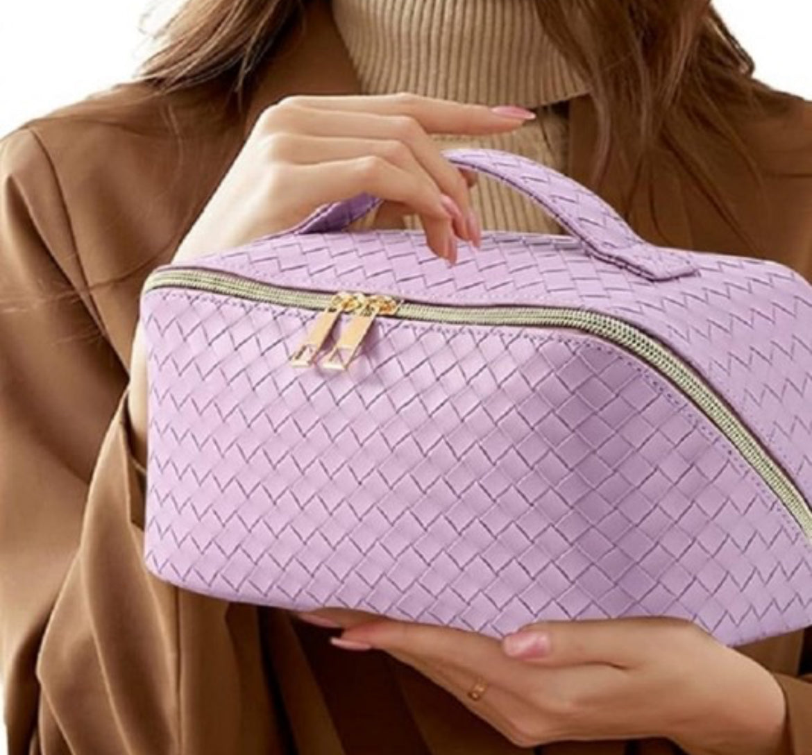 Basket Weave Makeup Bag