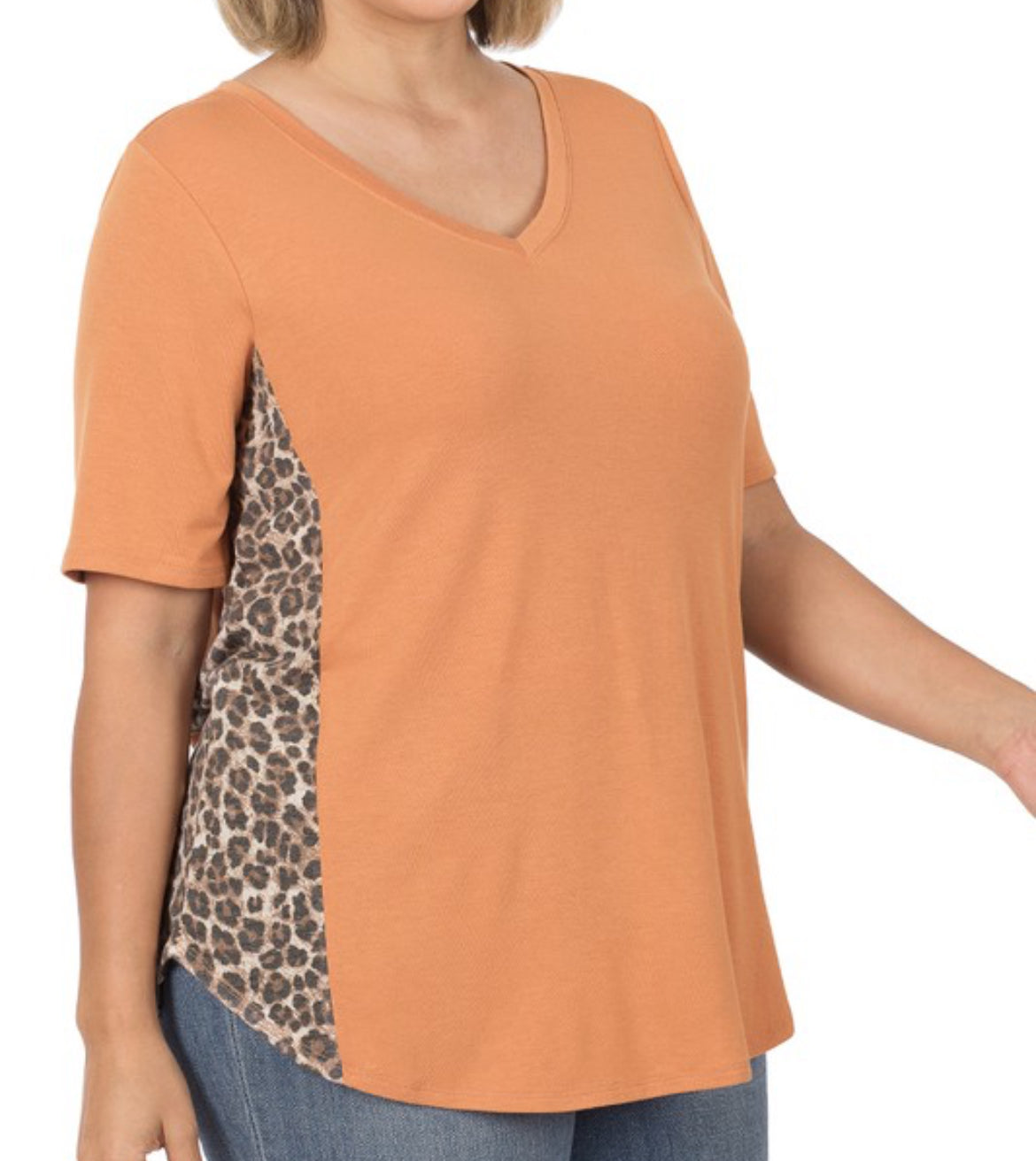 Leopard Contrast Top-Plus