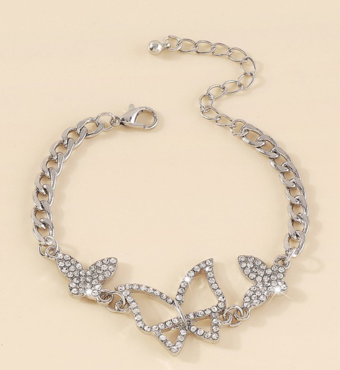 Rhinestone Butterfly Bracelet