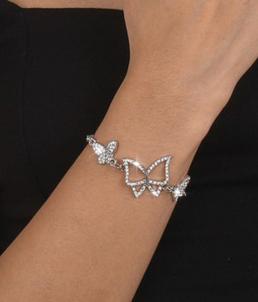 Rhinestone Butterfly Bracelet