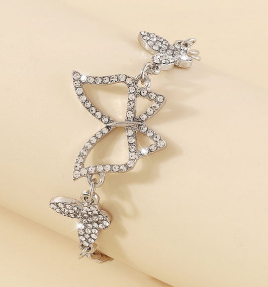 Rhinestone Butterfly Bracelet