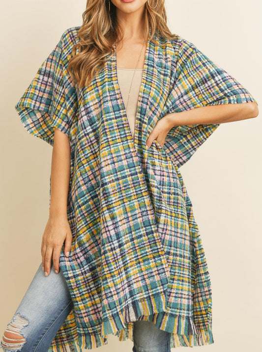 Tartan Fringe Kimono